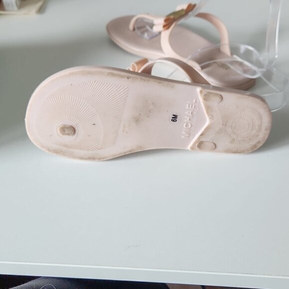 MICHAEL KORS | Bow Caroline Jelly Sandals Flip Flops pink sz 6 - Picture 6 of 6